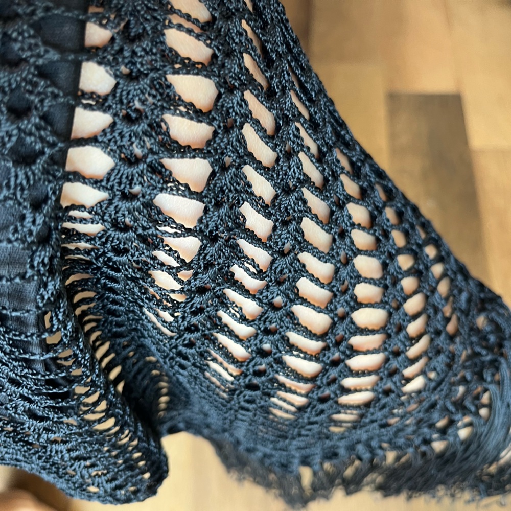 Y2K Flapper Crochet Maxi Dress w/Fringe Asymmetrical Hem line - Picture 11 of 16